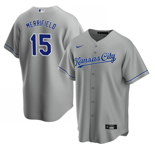 Men's Youth Women's Kansas City Royals 15 Replica 2020 Road Gray Whit Merrifield Jersey