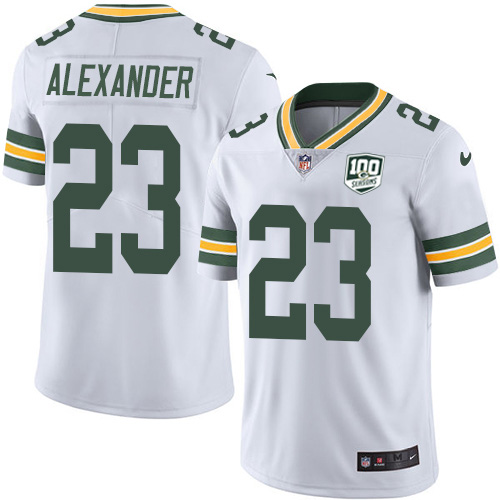Packers #23 Jaire Alexander White Men's 100th Season Stitched Vapor Untouchable Limited Jersey