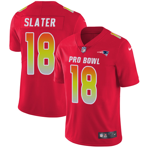 Patriots #18 Matt Slater Red Youth Stitched Limited AFC 2018 Pro Bowl Jersey