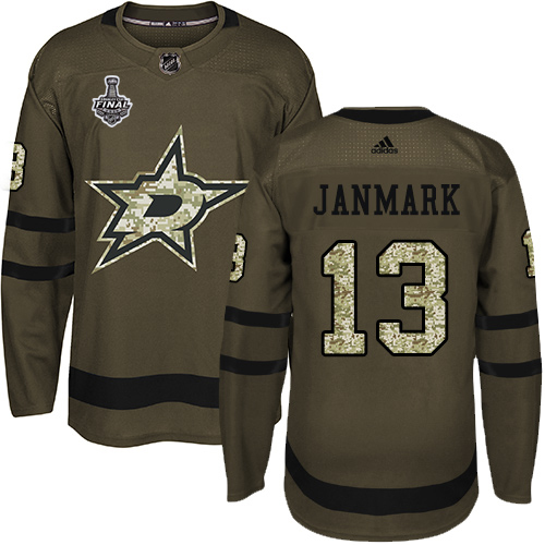 Adidas Dallas Stars #13 Mattias Janmark Green Salute to Service 2020 Stanley Cup Final Stitched Jersey Men's