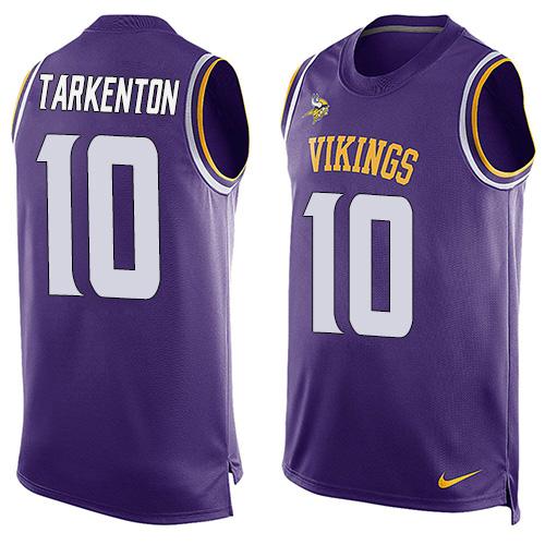 Vikings #10 Fran Tarkenton Purple Team Color Men's Stitched Limited Tank Top Jersey