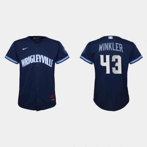 Chicago Chicago Cubs #43 Dan Winkler Youth 2021 City Connect Navy Jersey Youth