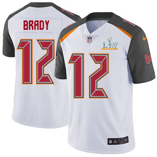 Buccaneers #12 Tom Brady White Youth Super Bowl LV Bound Stitched Vapor Untouchable Limited Jersey
