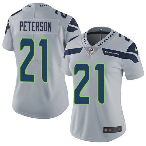 Seattle Seahawks #21 Adrian Peterson Grey Alternate Women's Stitched Vapor Untouchable Limited Jersey Womens