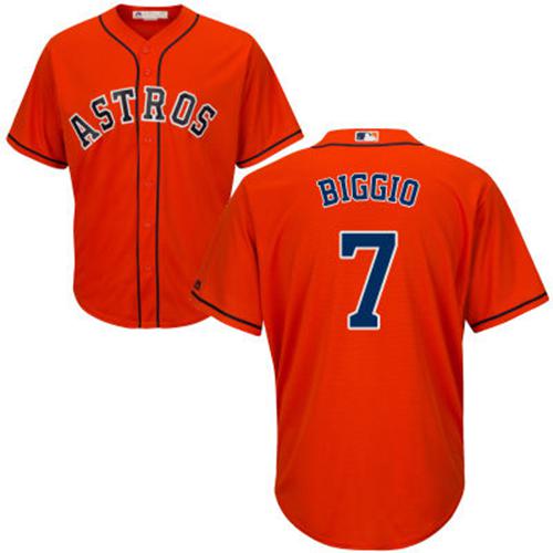Houston Astros #7 Craig Biggio Orange Cool Base Stitched Youth Jersey Youth