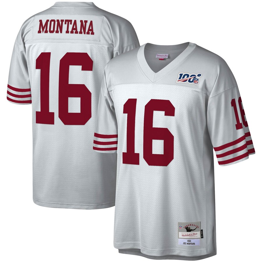 San Francisco 49ers #16 Joe Montana Mitchell & Ness 100 Retired Player Platinum Jersey