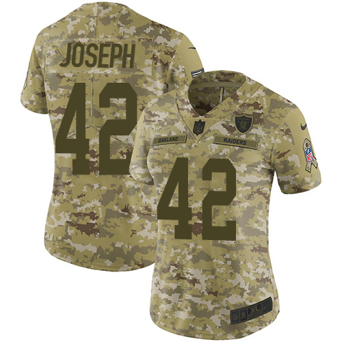 Las Vegas Raiders #42 Karl Joseph Camo Women's Stitched Limited 2018 Salute to Service Jersey Womens