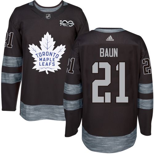 Adidas Maple Toronto Maple Leafs #21 Bobby Baun Black 1917-2017 100th Anniversary Stitched Jersey Men's