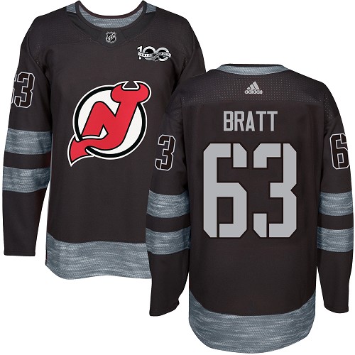 Adidas New Jersey Devils #63 Jesper Bratt Black 1917-2017 100th Anniversary Stitched Jersey Men's