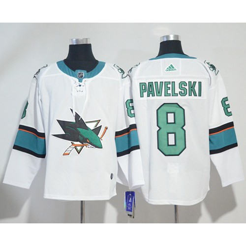 Adidas San Jose Sharks #8 Joe Pavelski White Road Authentic Stitched Jersey Men's
