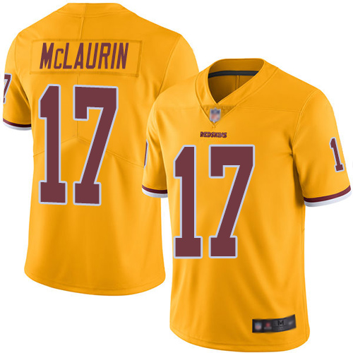 Commanders #17 Terry McLaurin Gold Men's Stitched Limited Rush Jersey