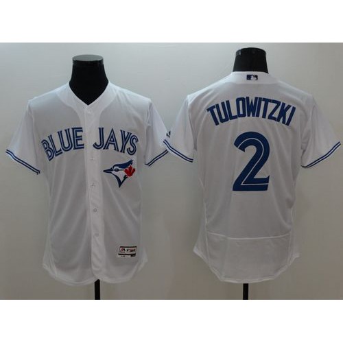 Toronto Blue Jays #2 Troy Tulowitzki White Flexbase Authentic Collection Stitched Jersey Men's
