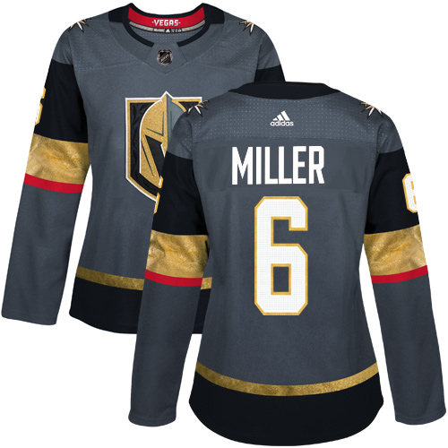 Adidas Golden Vegas Golden Knights #6 Colin Miller Grey Home Authentic Women's Stitched Jersey Womens