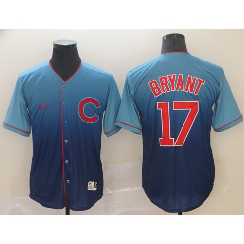 Chicago Cubs #17 Kris Bryant Royal Fade Authentic Stitched Jersey Men's