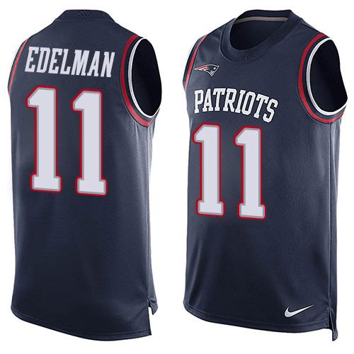 Patriots #11 Julian Edelman Navy Blue Team Color Men's Stitched Limited Tank Top Jersey
