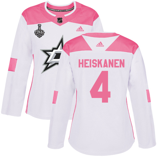 Adidas Dallas Stars #4 Miro Heiskanen White/Pink Authentic Fashion Women's 2020 Stanley Cup Final Stitched Jersey Womens
