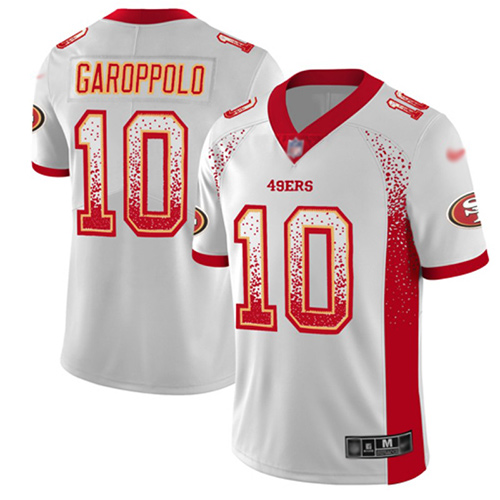 49ers #10 Jimmy Garoppolo White Men's Stitched Limited Rush Drift Fashion Jersey
