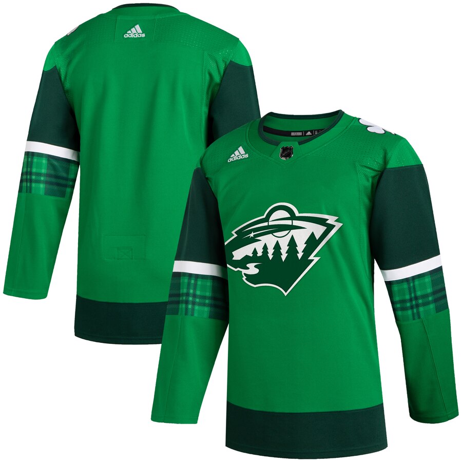 Minnesota Wild Blank Men's Adidas 2020 St. Patrick's Day Stitched Jersey Green.Jpg