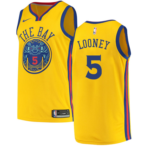 Golden State Warriors #5 Kevon Looney Gold Swingman City Edition Jersey Mens