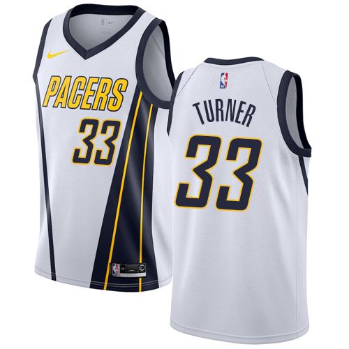 Indiana Pacers #33 Myles Turner White Swingman Earned Edition Jersey Mens