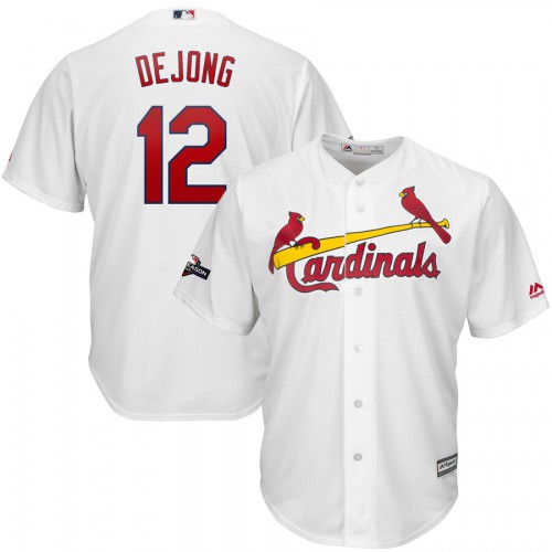 St. Louis St.Louis Cardinals #12 Paul DeJong Majestic 2019 Postseason Official Cool Base Player Jersey White Men's