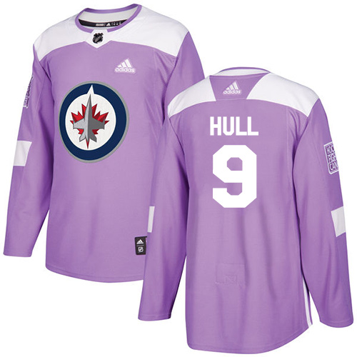 Adidas Winnipeg Jets #9 Bobby Hull Purple Authentic Fights Cancer Stitched Jersey Men's