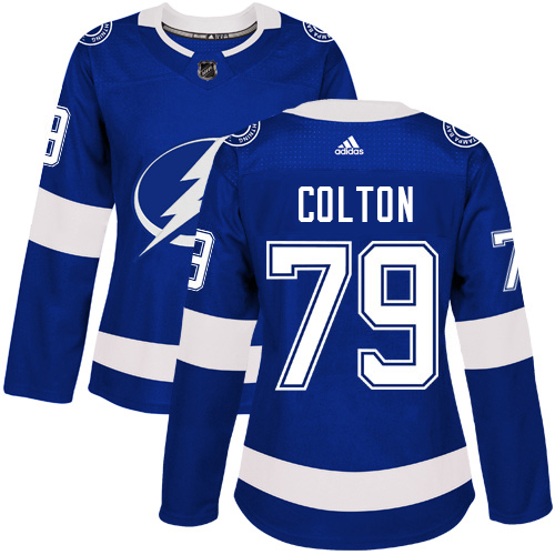 Adidas Tampa Bay Lightning #79 Ross Colton Blue Women's Home Authentic Stitched Jersey Womens