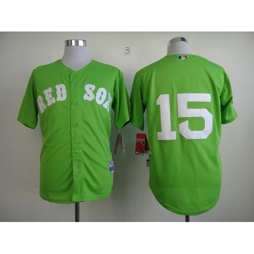 Boston Red Sox #15 Dustin Pedroia Green Stitched Jersey Men's