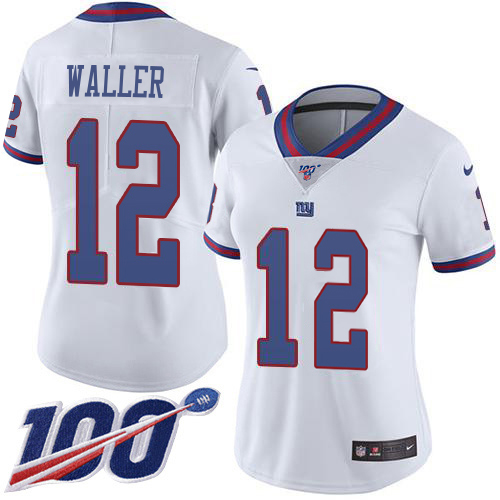 Giants #12 Darren Waller White Women's Stitched Limited Rush 100th Season Jersey