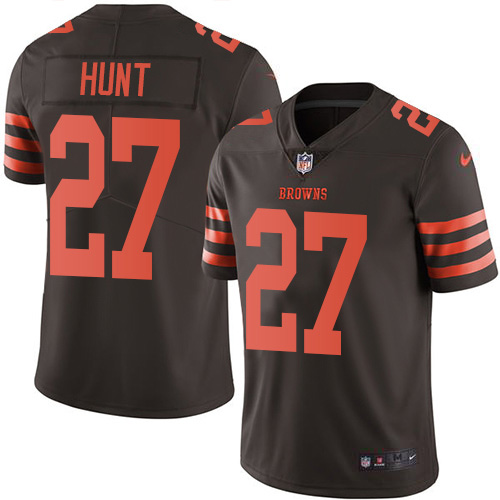 Cleveland Browns #27 Kareem Hunt Brown Youth Stitched Limited Rush Jersey Youth