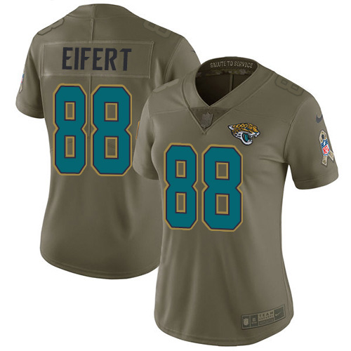 Jacksonville Jaguars #88 Tyler Eifert Olive Women's Stitched Limited 2017 Salute To Service Jersey Womens