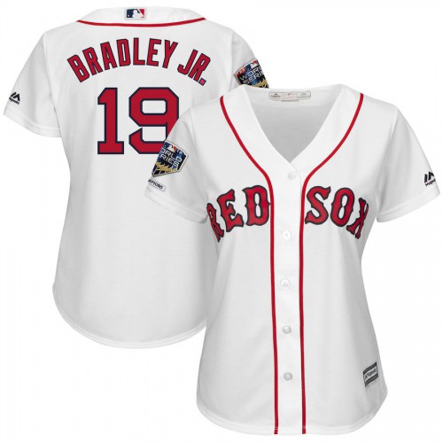 Boston Boston Red Sox #19 Jackie Bradley Jr. Majestic Women's 2018 World Series Champions Home Cool Base Player Jersey White Womens