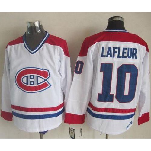 Montreal Canadiens #10 Guy Lafleur White CH-CCM Throwback Stitched Jersey Men's