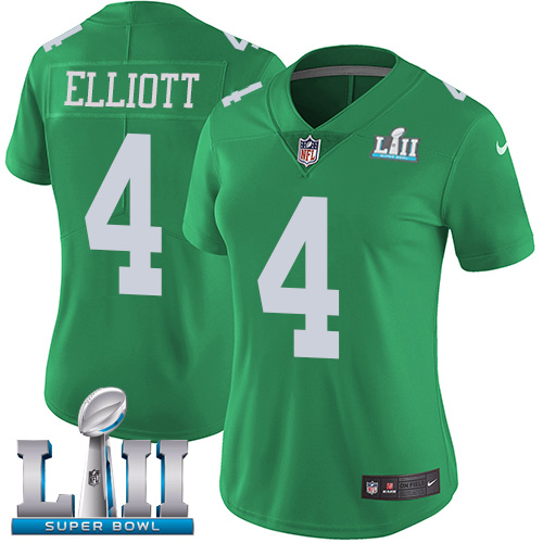 Philadelphia Eagles #4 Jake Elliott Green Super Bowl LII Women's Stitched Limited Rush Jersey Womens