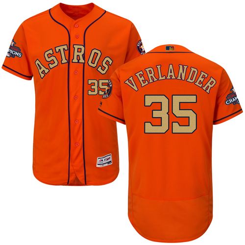 Houston Astros #35 Justin Verlander Orange FlexBase Authentic 2018 Gold Program Cool Base Stitched Jersey Men's