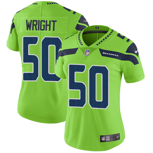 Seattle Seahawks #50 K.J. Wright Green Women's Stitched Limited Rush Jersey Womens
