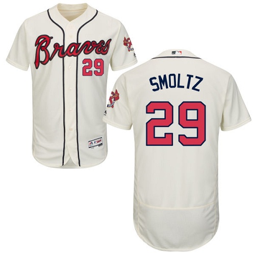 Atlanta Braves #29 John Smoltz Cream Flexbase Authentic Collection Stitched Jersey Men's