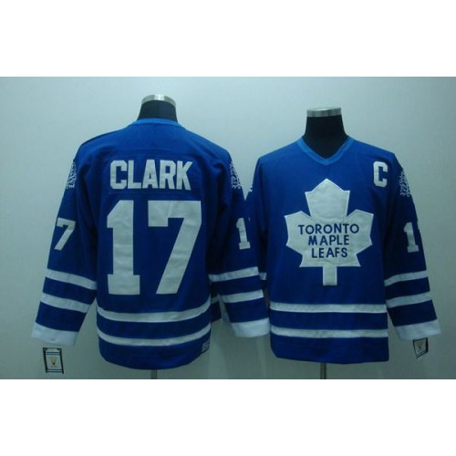 Maple Toronto Maple Leafs #17 Wendel Clark Stitched Blue CCM Throwback Jersey Men's