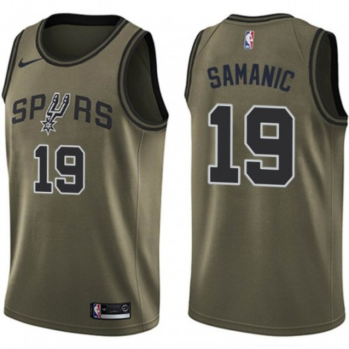 San Antonio Spurs #19 Luka Samanic Green Swingman Salute to Service Jersey Mens
