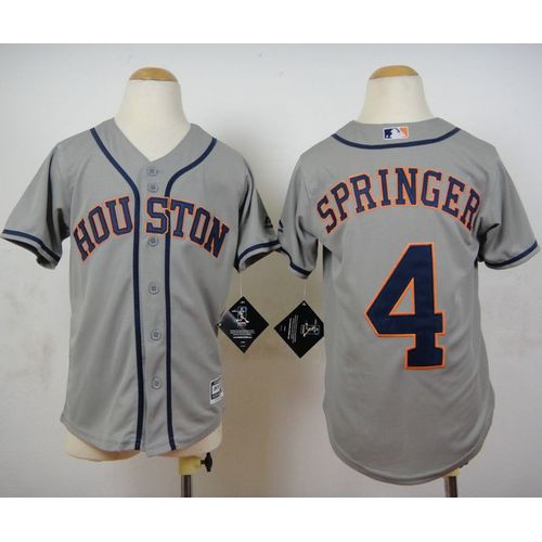 Houston Astros #4 George Springer Grey Cool Base Stitched Youth Jersey Youth