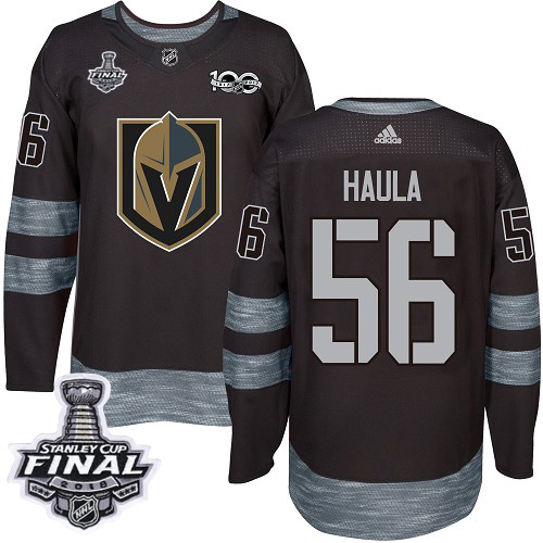 Adidas Golden Vegas Golden Knights #56 Erik Haula Black 1917-2017 100th Anniversary 2018 Stanley Cup Final Stitched Jersey Men's