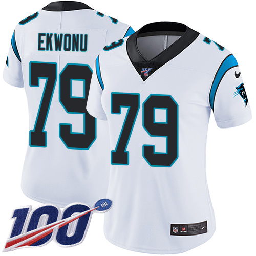 Panthers #79 Ikem Ekwonu White Women's Stitched 100th Season Vapor Untouchable Limited Jersey