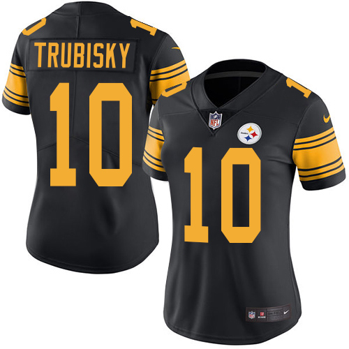 Steelers #10 Mitchell Trubisky Black Women's Stitched Limited Rush Jersey