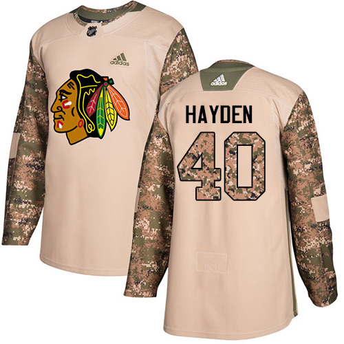 Adidas Chicago Blackhawks #40 John Hayden Camo Authentic 2017 Veterans Day Stitched Jersey Men's