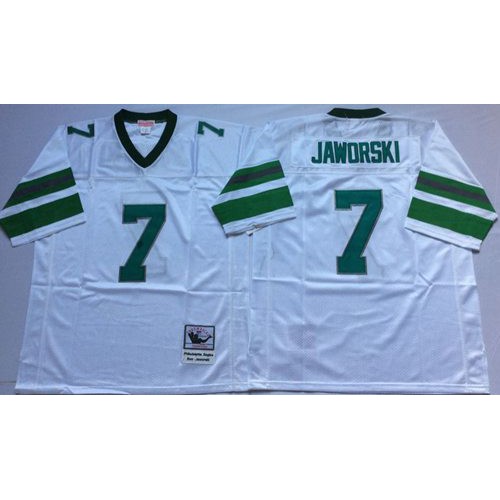 Mitchell And Ness Philadelphia Eagles #7 Ron Jaworski White Throwback Stitched Jersey Men's