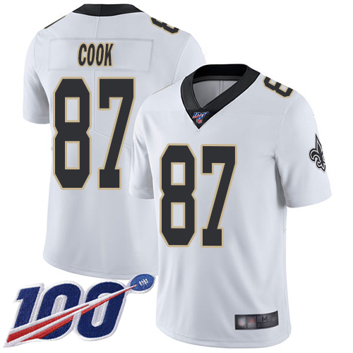 New Orleans Saints #87 Jared Cook White Men's Stitched 100th Season Vapor Limited Jersey Men's