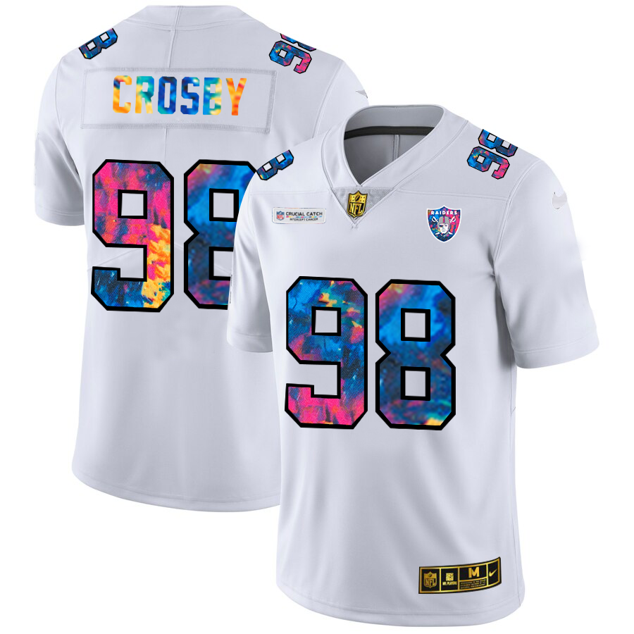 Las Vegas Raiders #98 Maxx Crosby Men's White Multi-Color 2020 Crucial Catch Limited Jersey