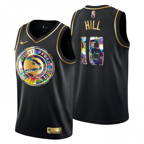 Atlanta Atlanta Hawks #18 Solomon Hill Mens Golden Edition Diamond Logo 2021/22 Swingman Jersey - Black Mens