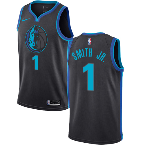 Dallas Mavericks #1 Dennis Smith Jr. Anthracite Swingman City Edition 2018/19 Jersey Mens