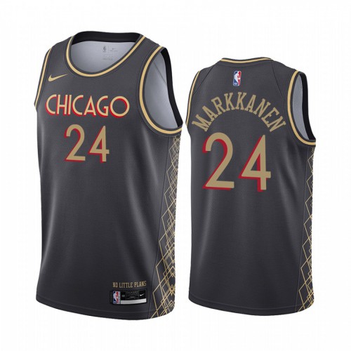 Chicago Bulls #24 Lauri Markkanen Black Womens Swingman 2020-21 City Edition Jersey Womens